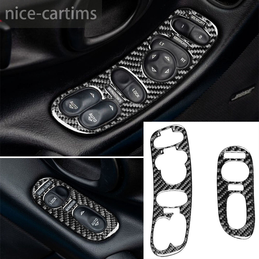 Carbon Fiber Window Lift Switch Control Trim for Chevrolet for Corvette C5 1998-2004
