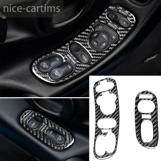 Carbon Fiber Window Lift Switch Control Trim for Chevrolet for Corvette C5 1998-2004