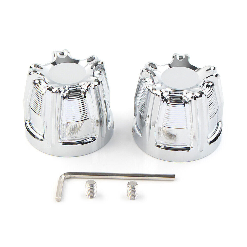 Front Axle Nut Cap Covers Chrome for Harley Dyna Softail Touring Street Glide XL Q