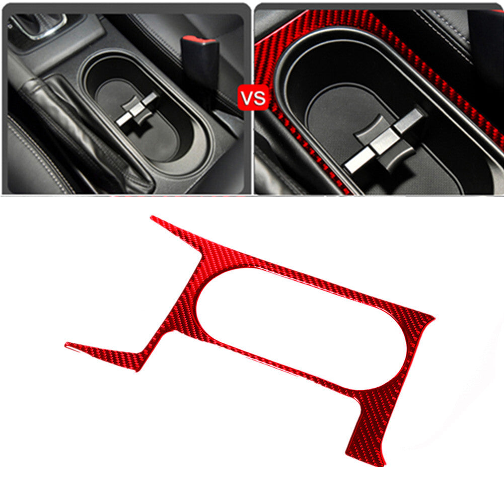 Red Carbon Fiber Console Water Cup Panel Cover Trim for Subaru Forester 2013-18