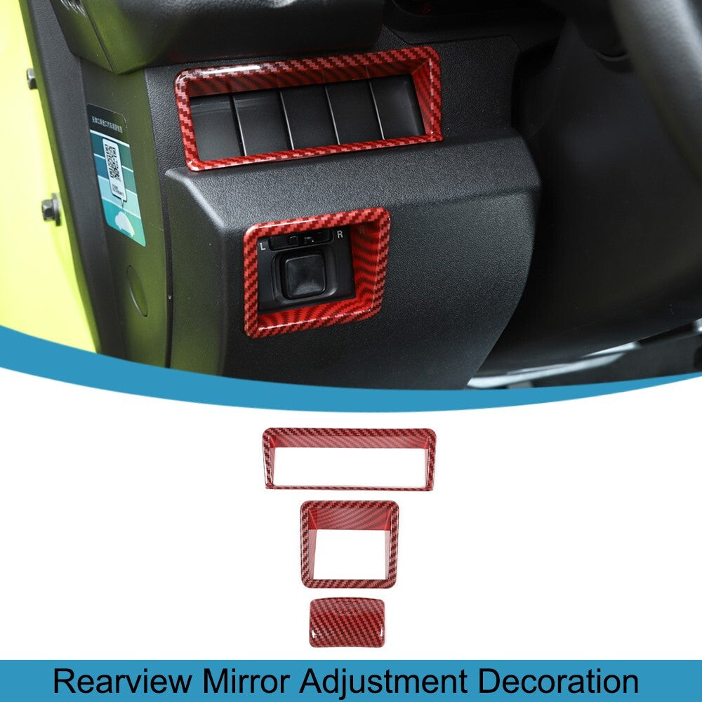 Red Carbon Fiber Rearview Mirror Adjustment Switch Cover for Suzuki for Jimny 19-23