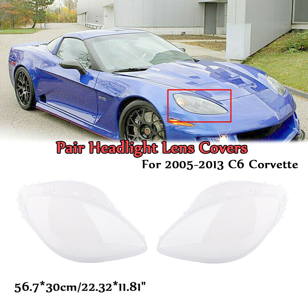 2-Piece Headlight Lens Cover Transparent Cap for 2005-2013 for Chevrolet C6 for Corvette