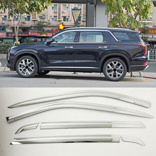 for Hyundai Palisade 2020-22 Chrome Window Vent Visor Sun Rain Deflector Guard6