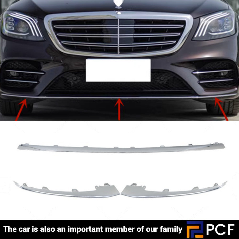 For W222 S450/560 Chrome Front Bumper Moulding Trim 3P 19-20 B n