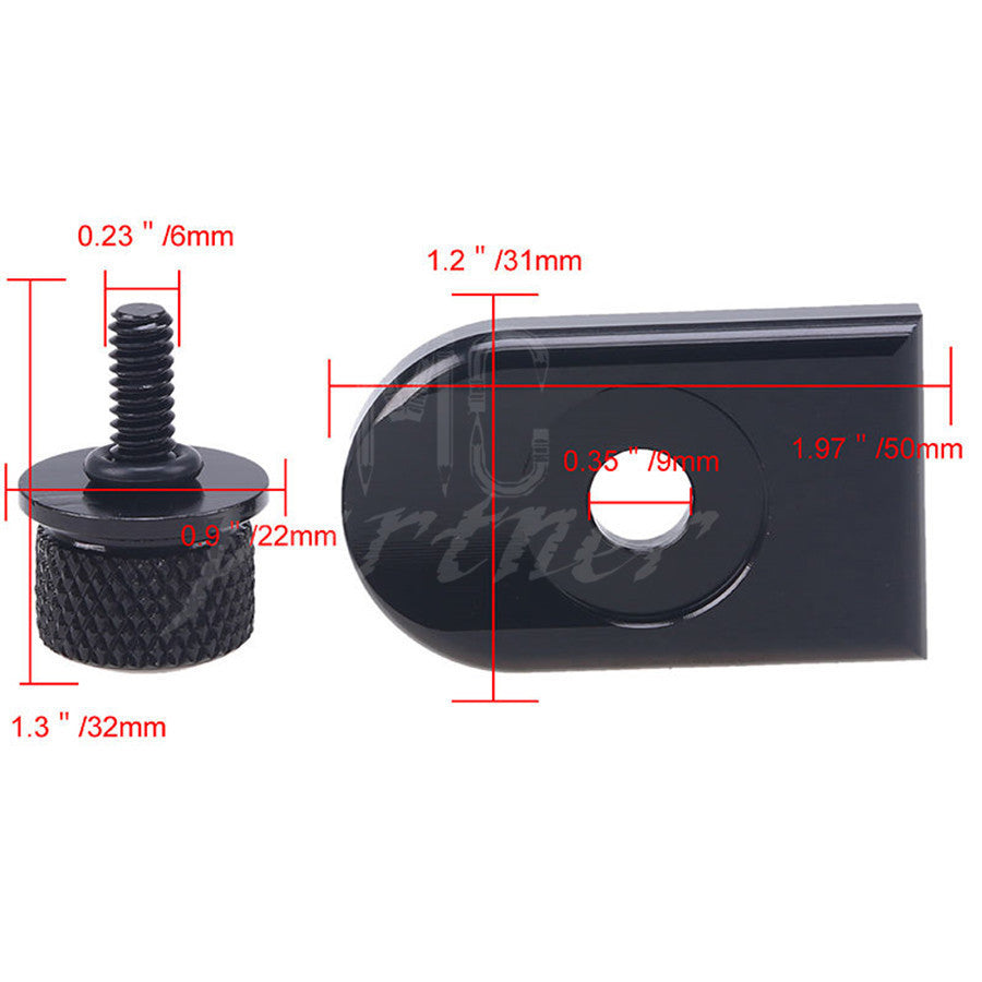 Black for Seat Bolt Tab Screw Mount Knob Cover Kit for Harley FXD FLH FLS XL Touring