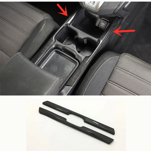 for Honda CR-V 2017-2022 Carbon Fiber Inner Console Water Cup Holder Cover Trim
