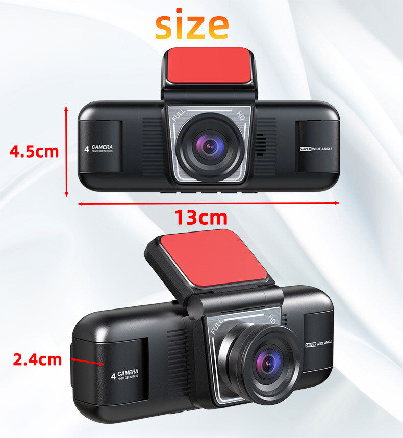 2in Dash Cam Parking Monitoring Video Recorder 4 Channel Driving Camera