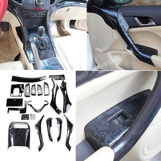 Black Wood Grain Interior Full Set Decor Trim Panel Cover for Acura TSX 2009-14