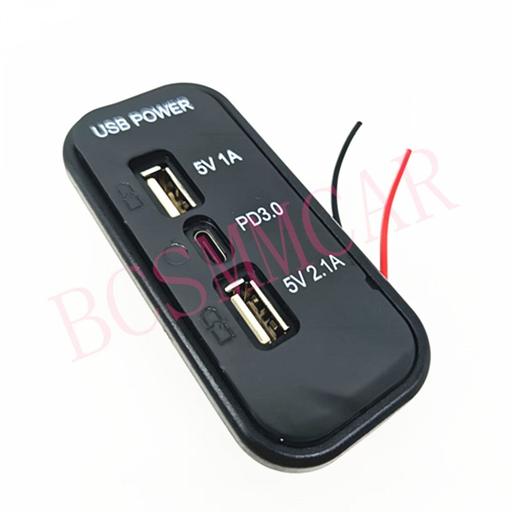 Dual USB PD Fast Charger Type C Power Outlet Blue LED for Car Boat RV 12-24V