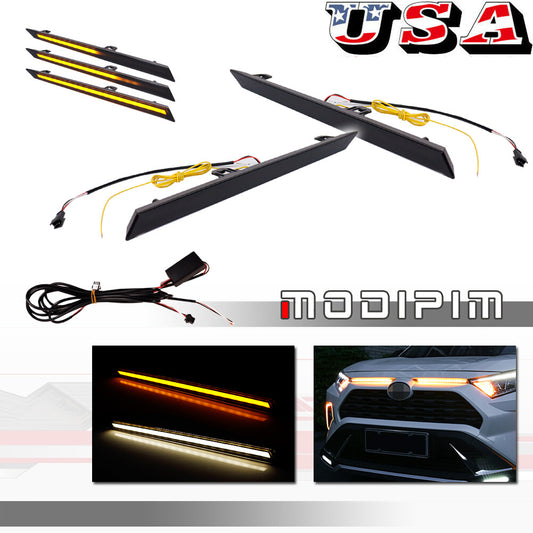 Suitable for 19, 20, 21 RAV4 smoke lens sequence, amber signal, white DRL LED light- v