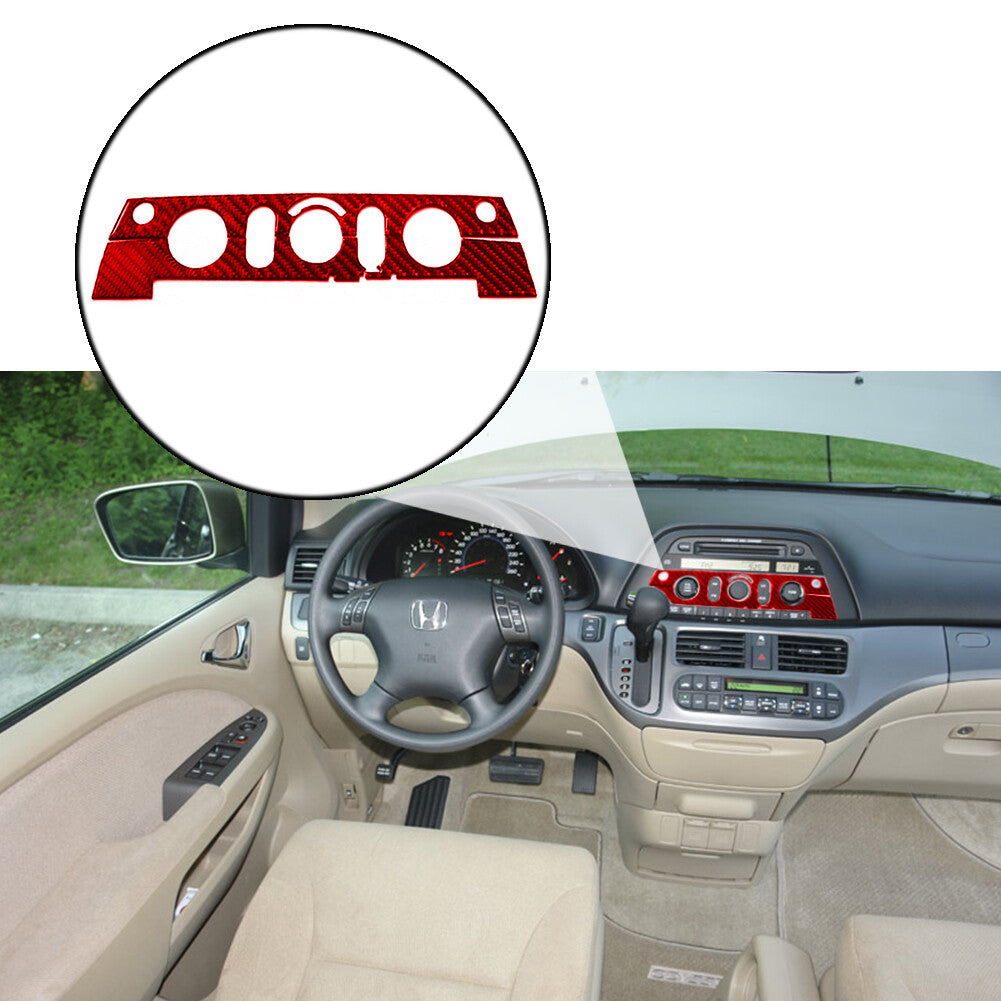 3x Center Console CD Panel Carbon Fiber Sticker Trim for Honda Odyssey 05-10 Red