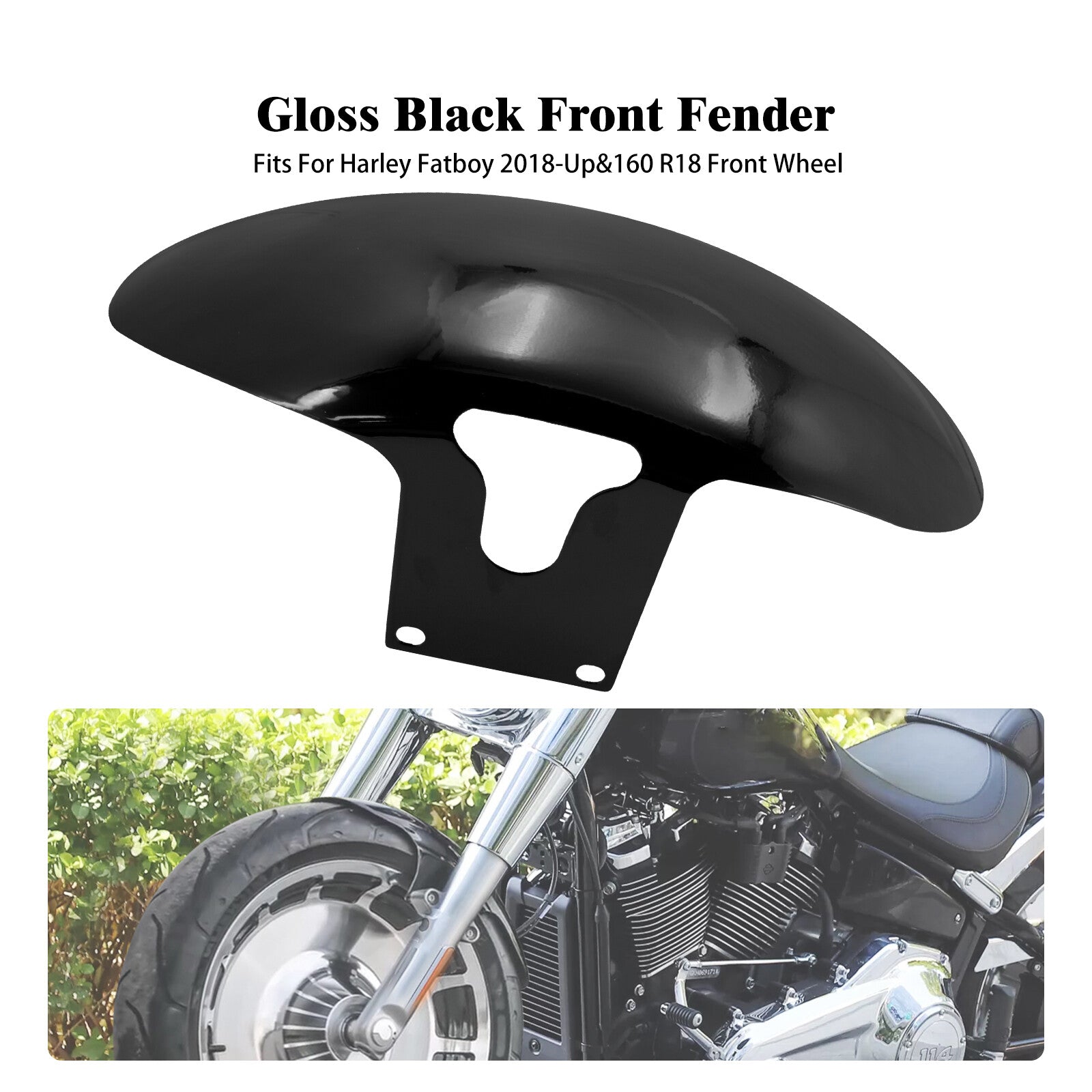 Gloss Black Metal Short Front Fender for Harley M8 Fat Boy FLFB 160/ R18 18-2024
