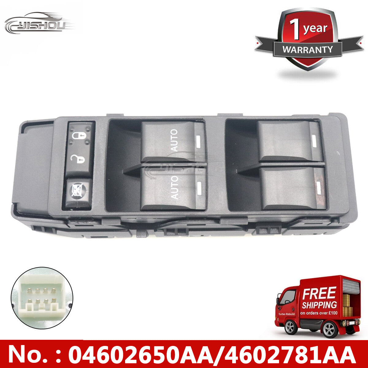 Master Power Window Switch Left Drive Side Applicable to for Chrysler for Dodge for Jeep 4602781AA