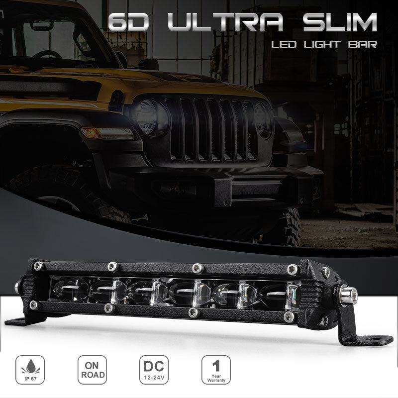 7inch Slim LED Work Light Bar Single Row Driving Offroad Lamp Fog Spot Truck SUV