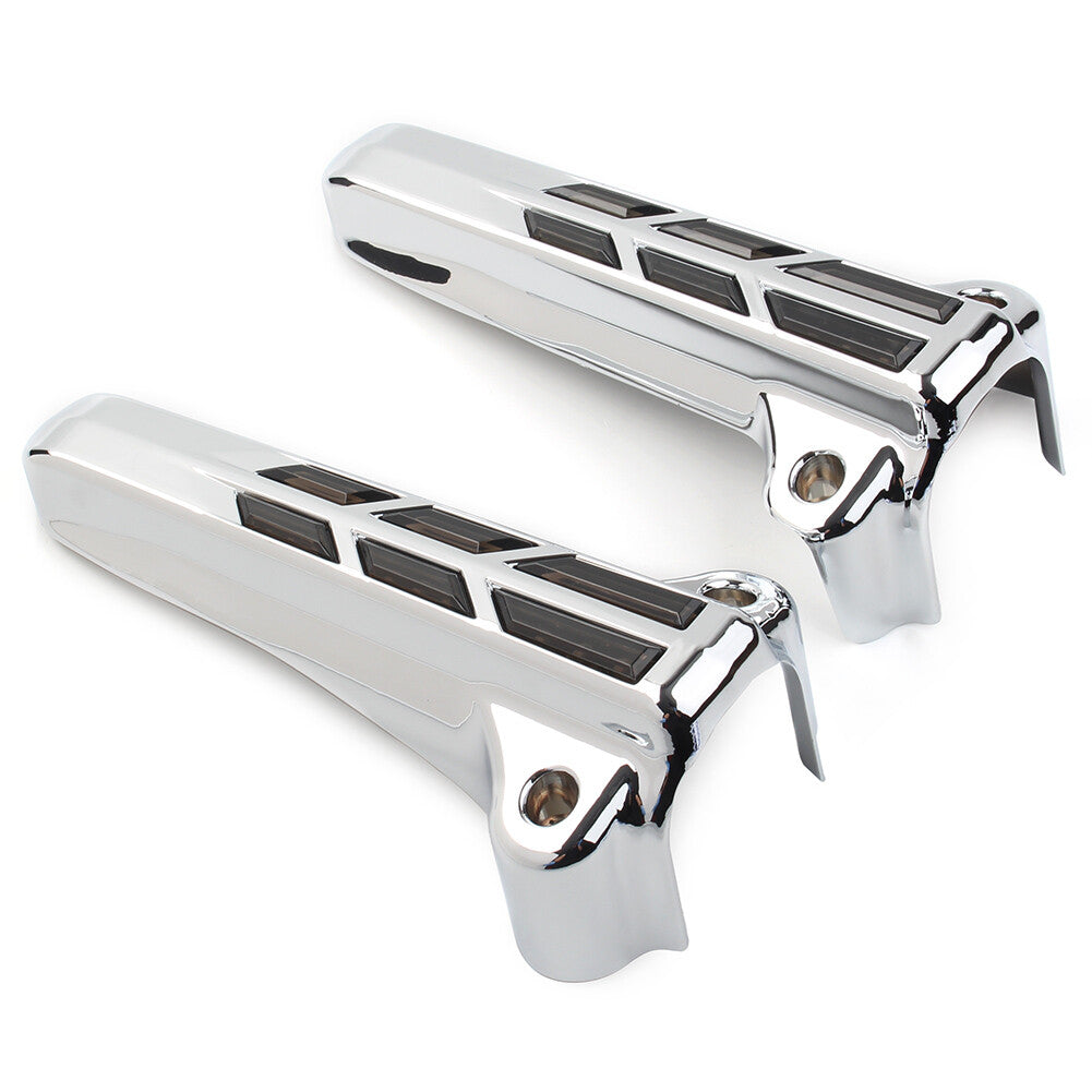 2xFront Lower Fork Leg Covers LED Smoke Light for Harley Touring FLHR FLHTK FLHX