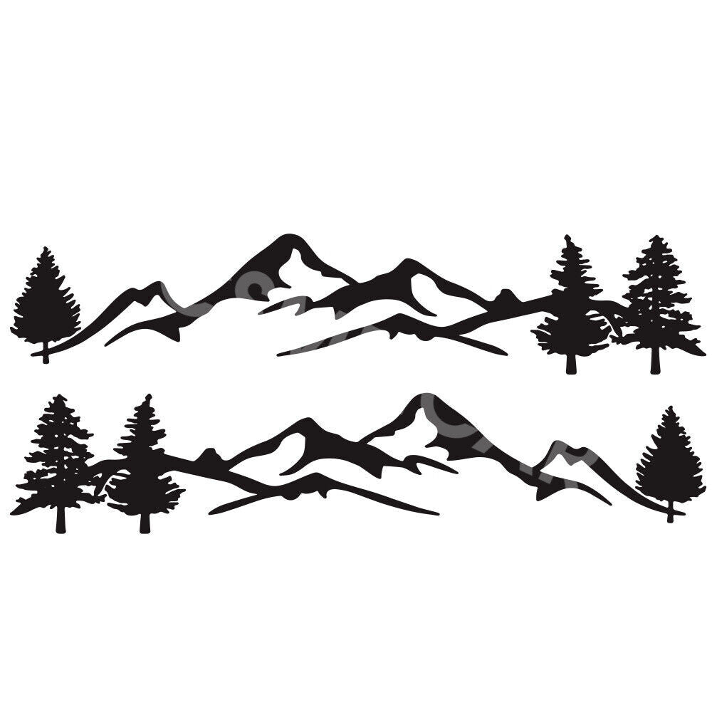 77in Car Stickers Mountain Tree Forest Graphic Side Body Waterproof Vinyl Decal