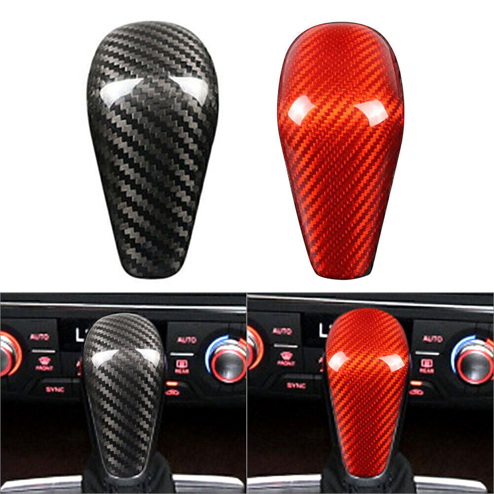Carbon Fiber Car Gear Shift Knob Cover Trim Fit for Audi A6 2016-2018/A7 2015-2018