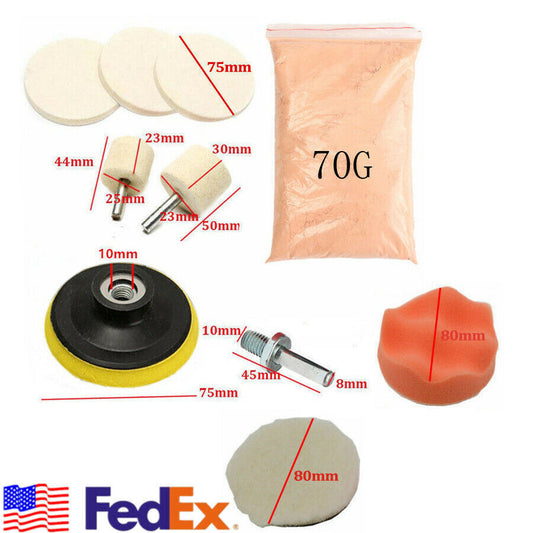 10Pcs Car Windshield Repair Glass Polishing Kit 70g Cerium Oxide Powder Tool US Q