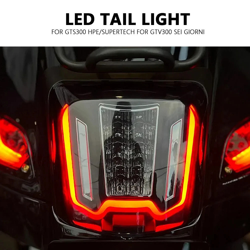 Motorcycle LED Tail Lamp Rear Brake Run Light Lens Taillight For Vespa GTV300