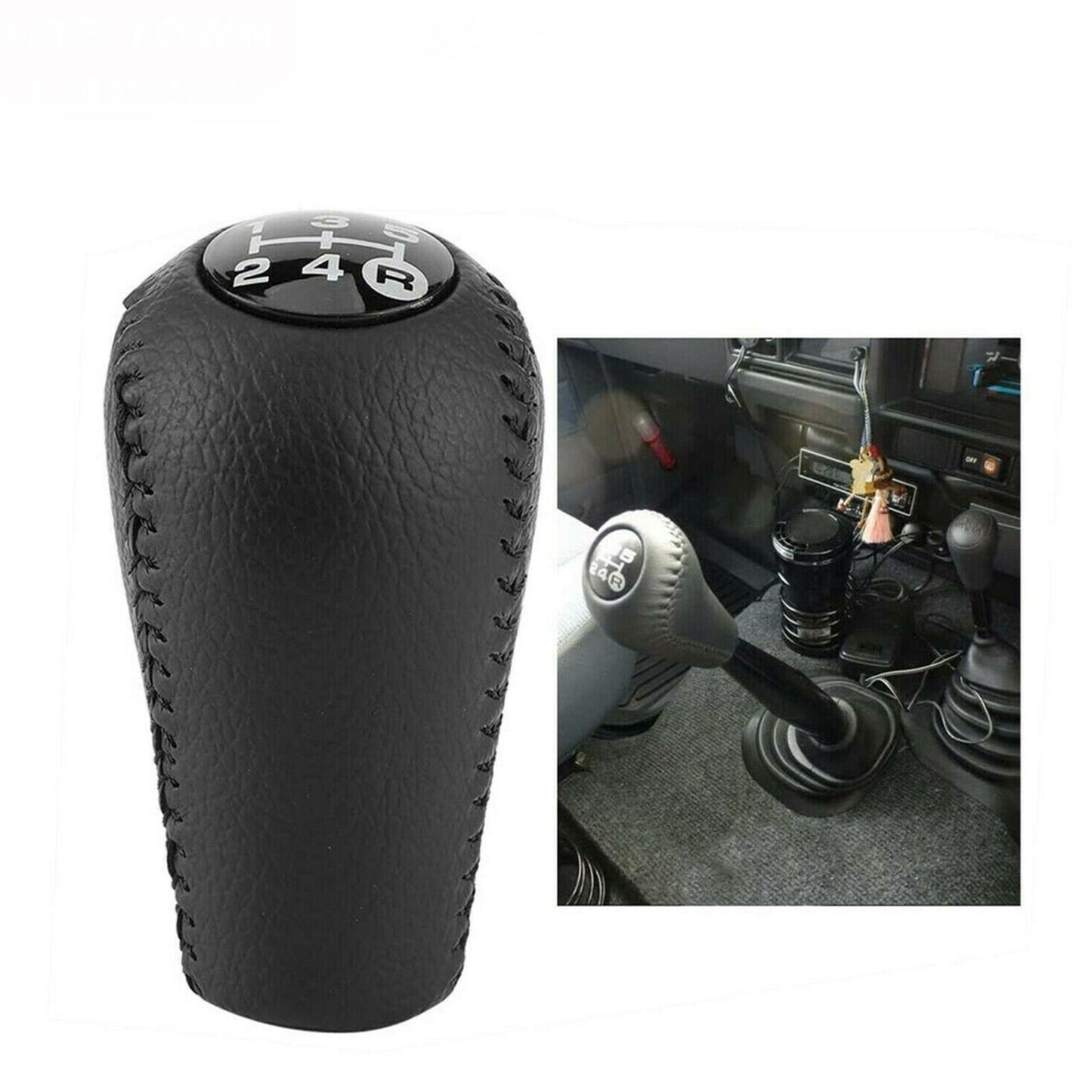 5-Speed Leather Shift Button for Toyota 4Runner Hilux Prado 3350420120-C0 Q