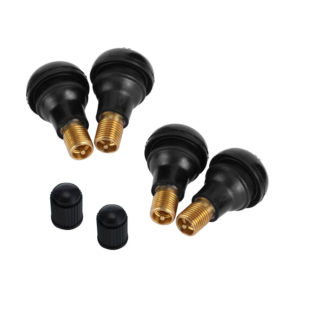 TR412 4x Rubber Short Snap-In Tire Wheel Valve Stems Fits for ATVLawn MowerEtc Q