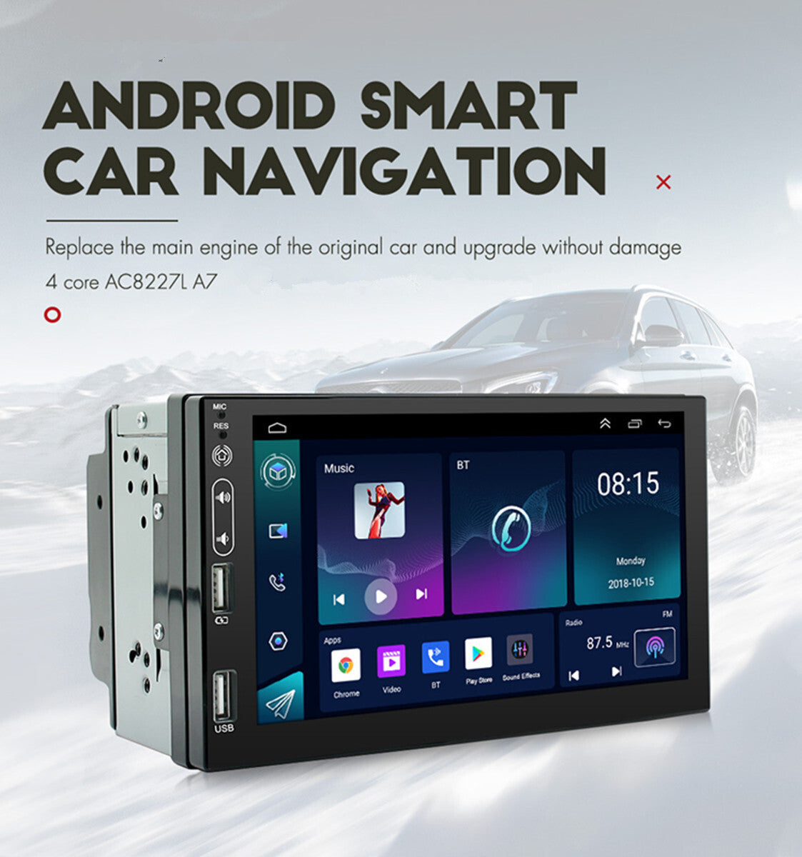 Double Din Car Stereo Radio Multimedia MP5 Player Bluetooth GPS WIFI Video 1+16G