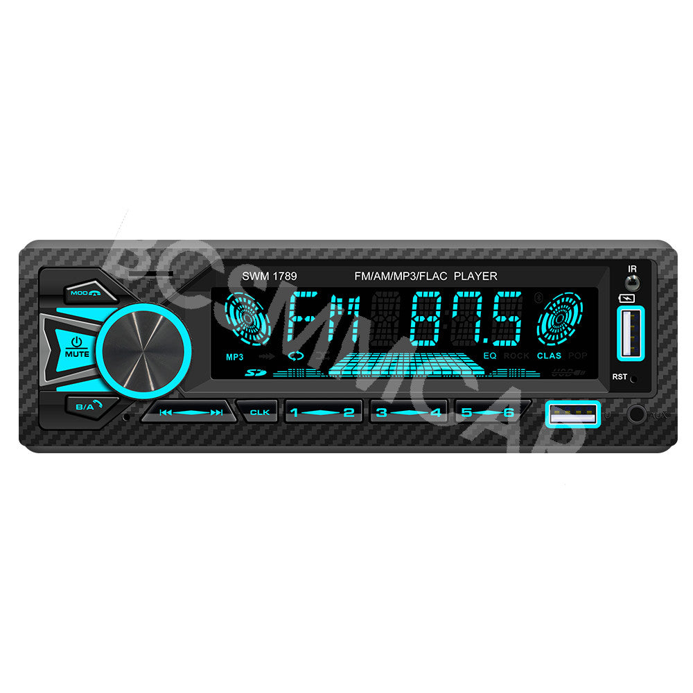 Single DIN In-Dash Bluetooth MP3 USB TF Digital Media Car Radio Colorful Light