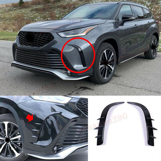for Toyota Highlander XSE 2020-2022 Bright Black Front Bumper Molding Cover Trim