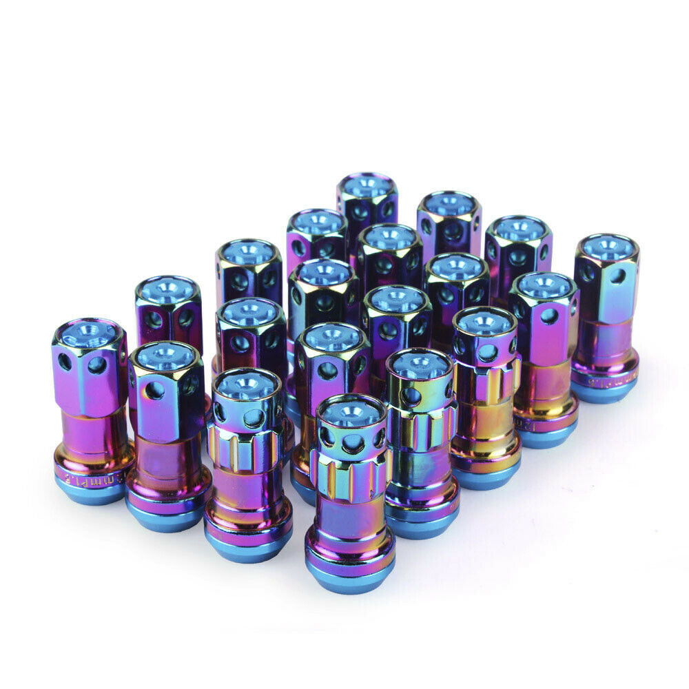20pcs Neo Chrome M12 x 1.5 mm Composite Close End Heavy Duty Wheel Lug Nuts R40 Q