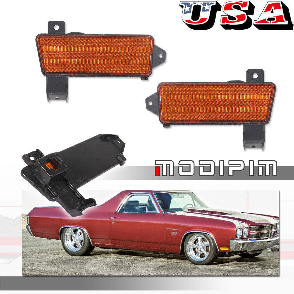For 1970 for Chevelle & El Camino Front Lower Fender Amber Marker Light Lenses - v