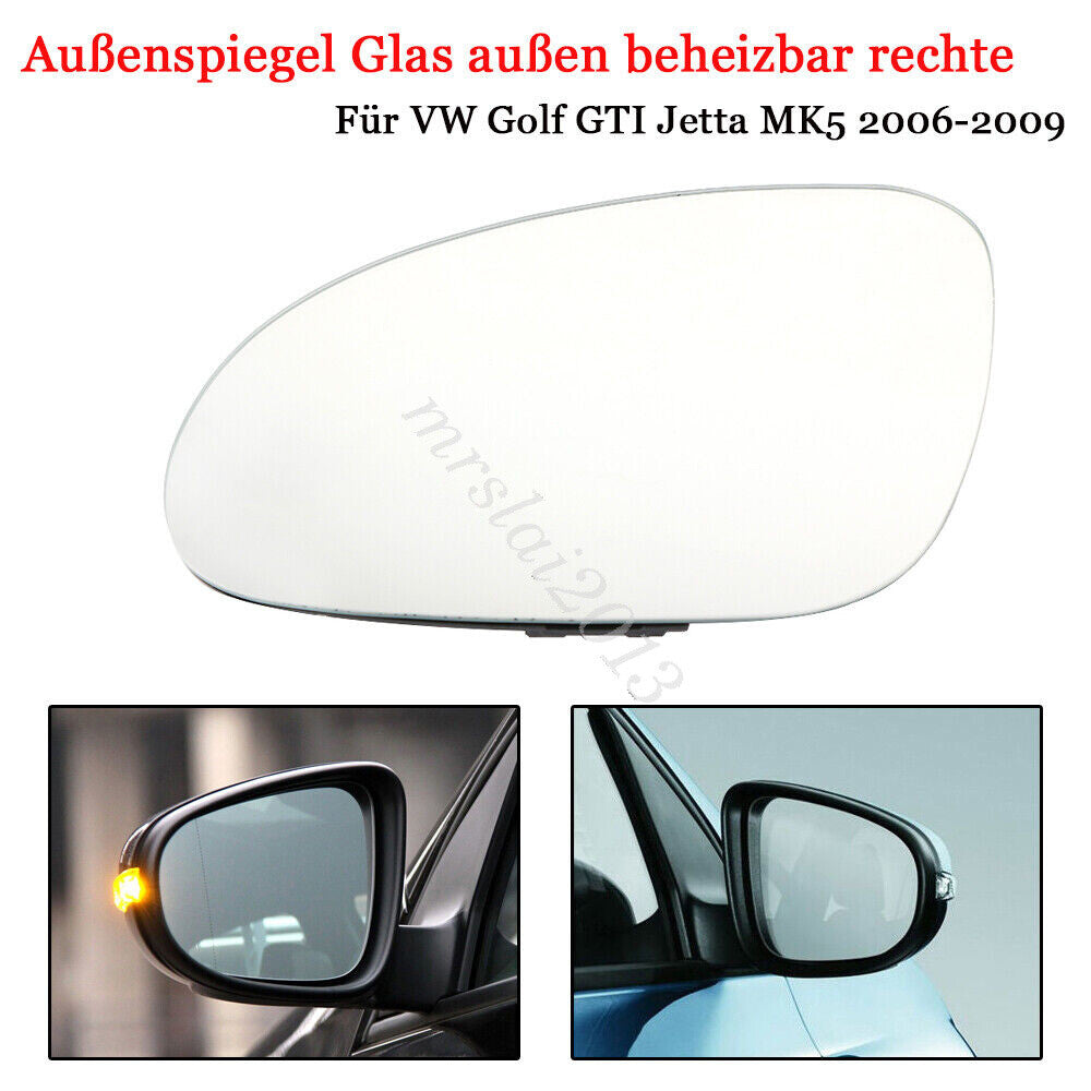 Right Passenger Side Wing Heated Mirror Glass for VW for Golf for Jetta for Passat MK5 B6 Q