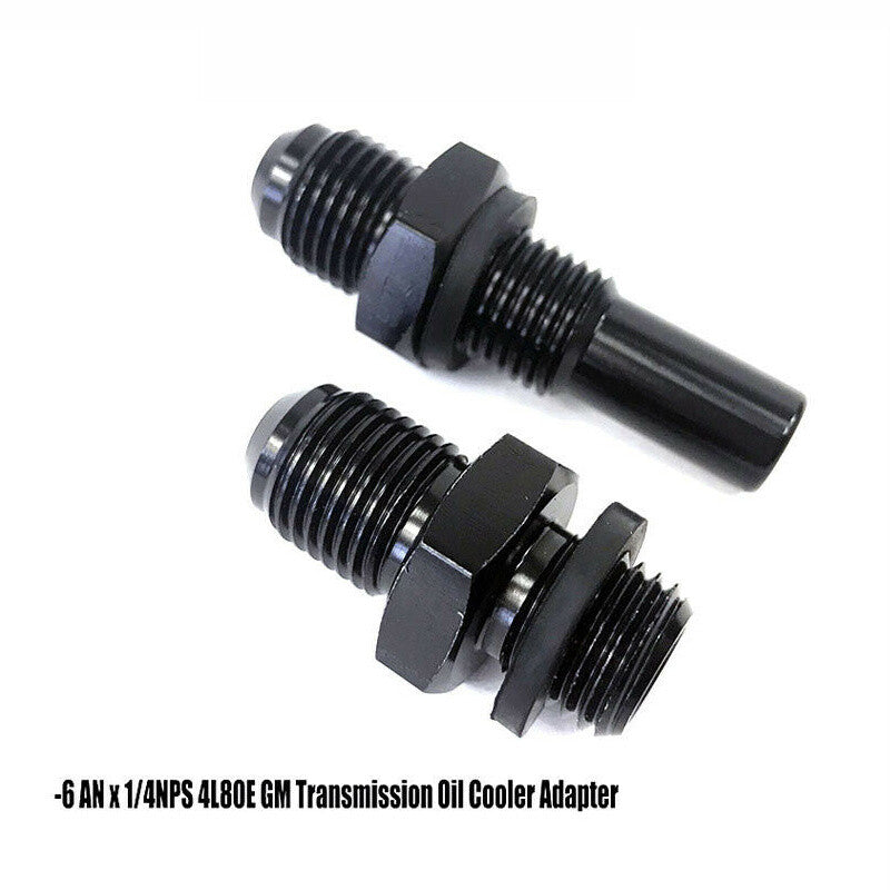 1 Pair 6ANx1/4NPS Transmission Oil Cooler Adapter Fitting for GM 1997-2007 Black