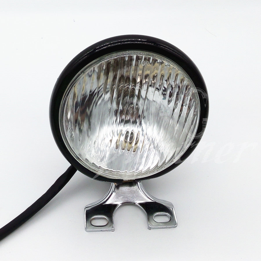 Motorcycle 5 Halogen Bulb Metal Headlight for Harley Cafe Racer Bobber Custom Q