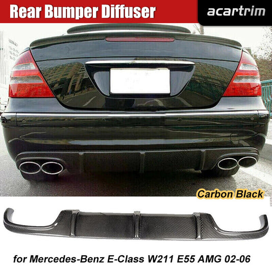 Fits for Benz W211 E55 AMG 2002-2006 Rear Bumper Diffuser Lip Spoiler REAL CARBON