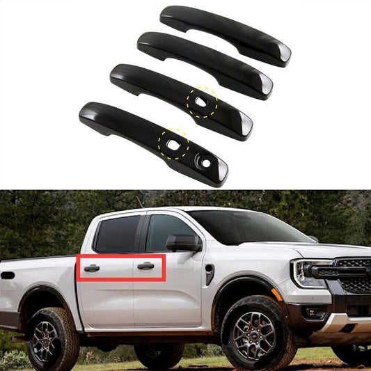 for Ford Ranger 2024-2025 Gloss Black Door Handle Cover Trim With for Smart Hole 4X