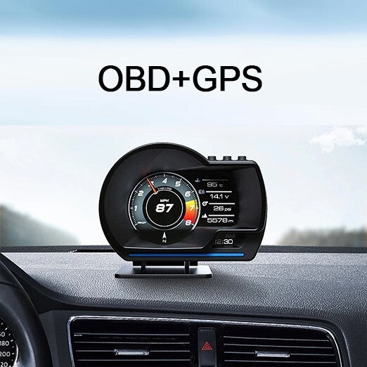 Car HUD Head Up Display , OBD+GPS for Smart Gauge, Works Great for Most Cars (Black) v