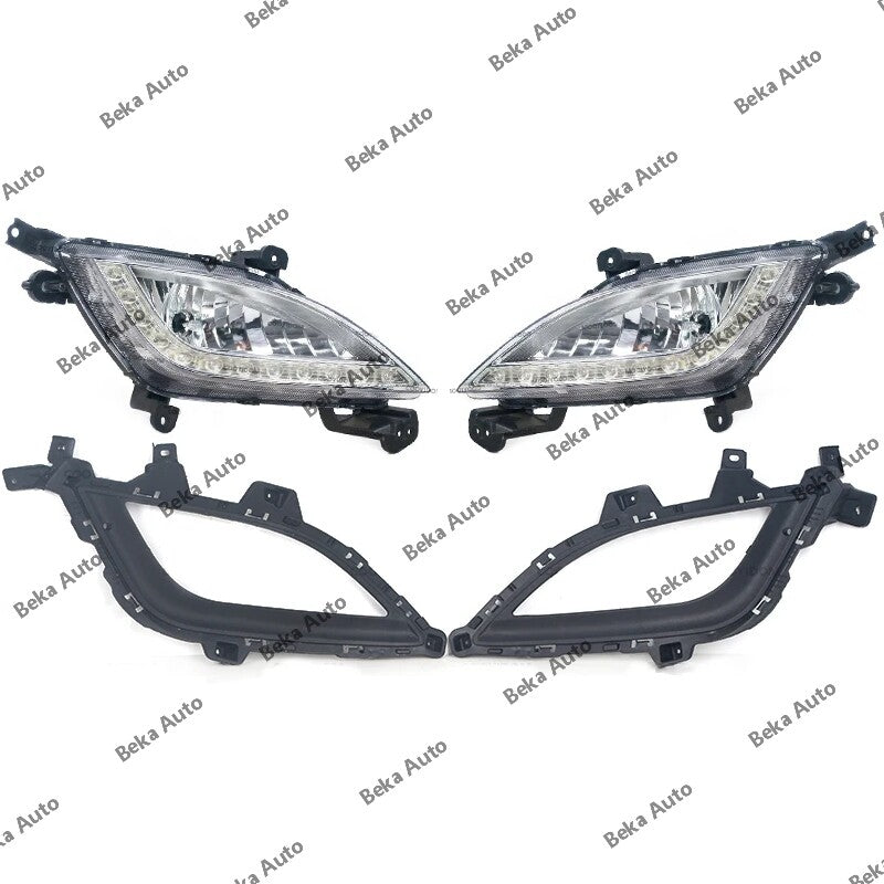 One set of front bumper fog lights + fog light frame for Hyundai for Elantra GT i30 2012-2016