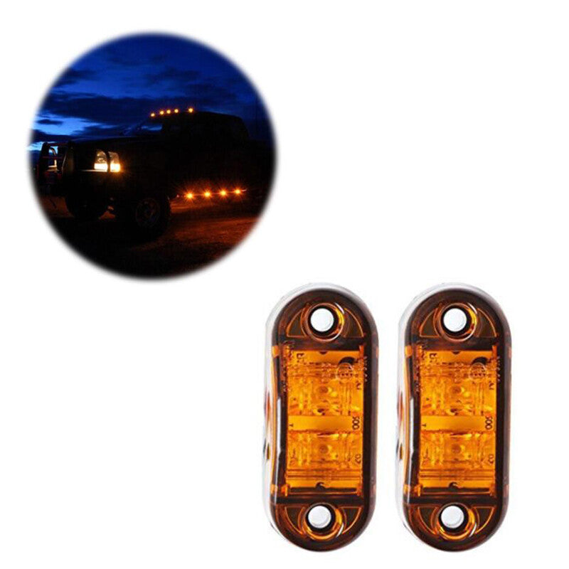 10pcs Amber 2-LED Clearance 12V/24V Vehicle Trailer Truck Side Turn Signals n