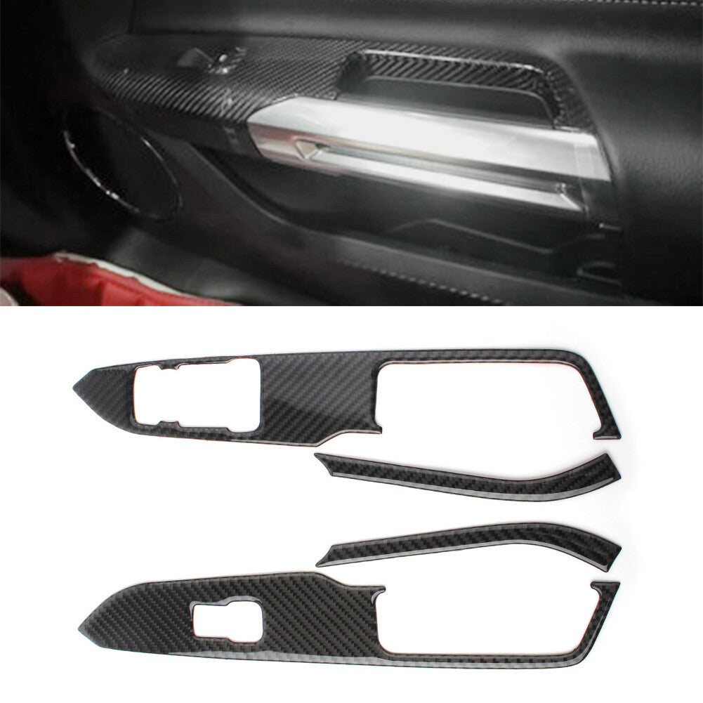  for ford  for Mustang 2015-2019 RHD Carbon Fiber Style Window Switch Lock Cover Trim Q