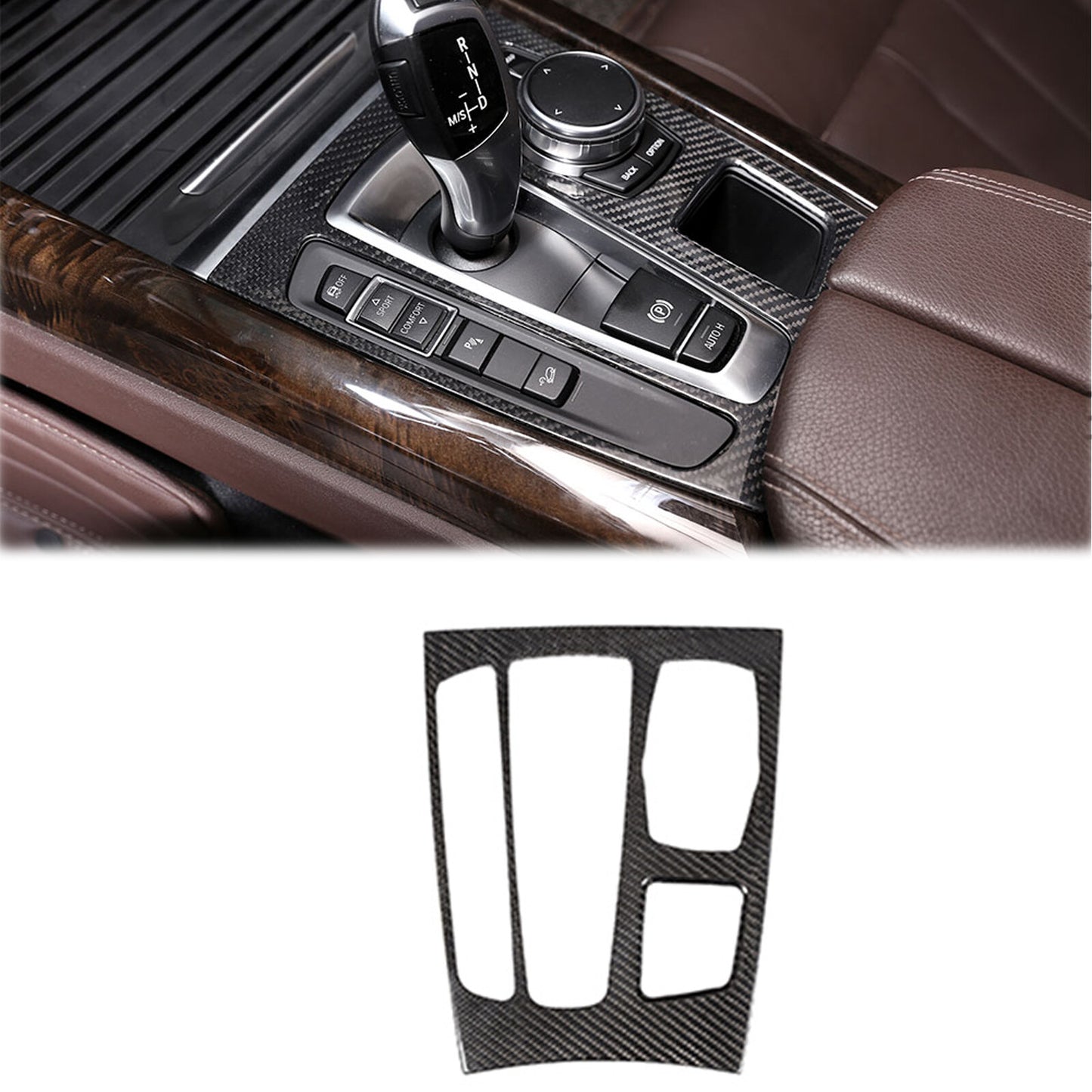 carbon fiber automotive gear shift cover trim for X5 F15 2014-2018 n