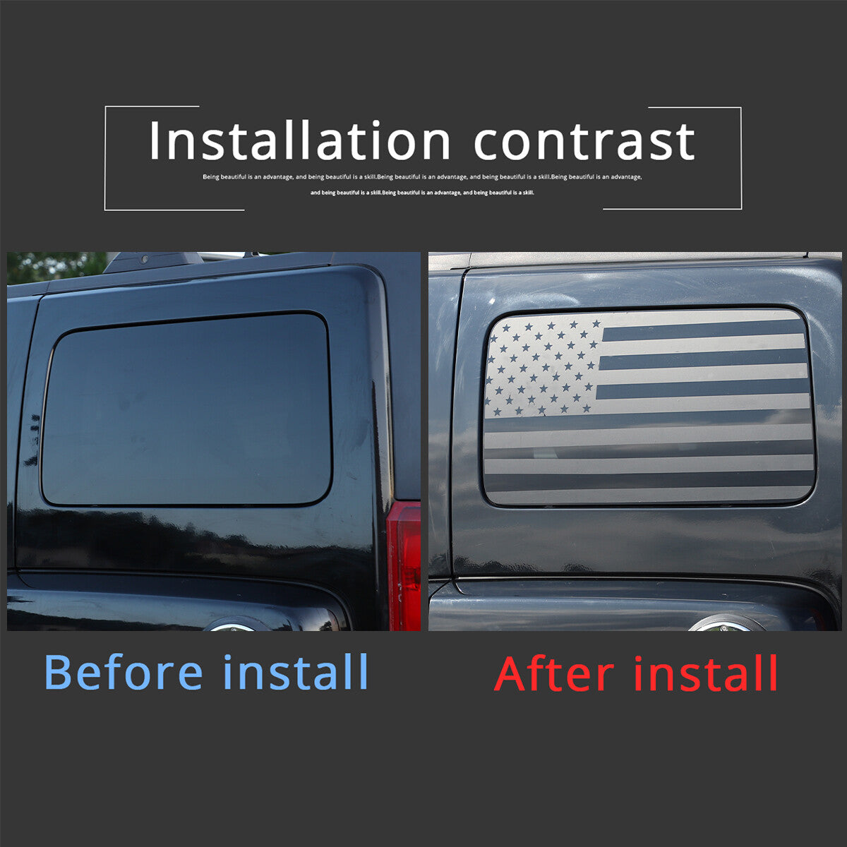 American flag decal for rear window, suitable for Hummer H3 2005-2009. American flag decal L&R. Q