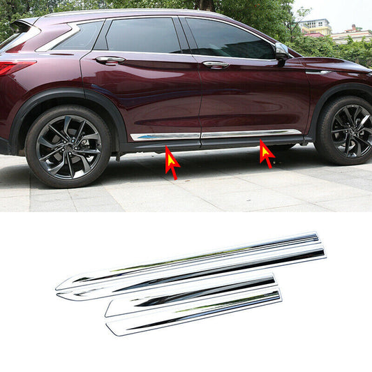 for Infiniti QX50 2019-24 Triple Chrome Door Body Side Molding Cover Trim Guard