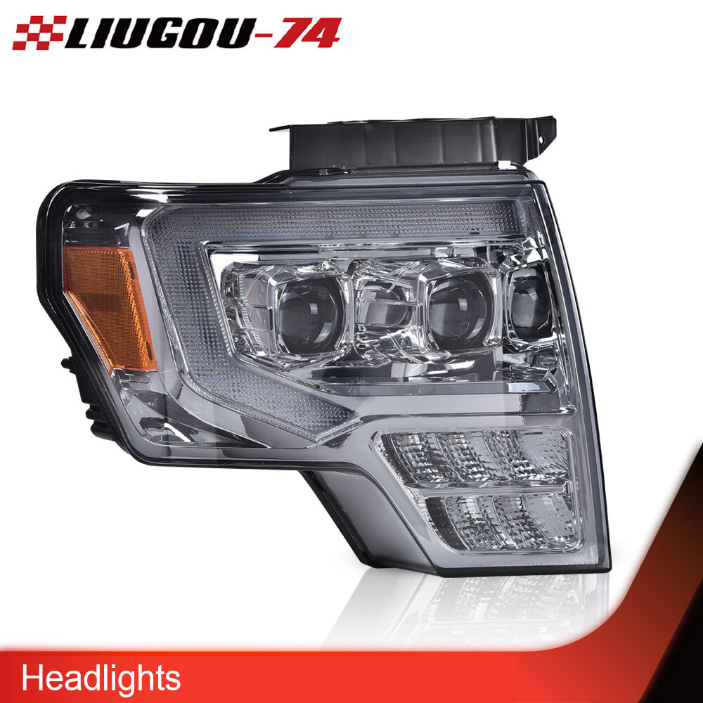 Suitable for 09-14 F150 dual LED projector smoke headlights + transparent LED taillights