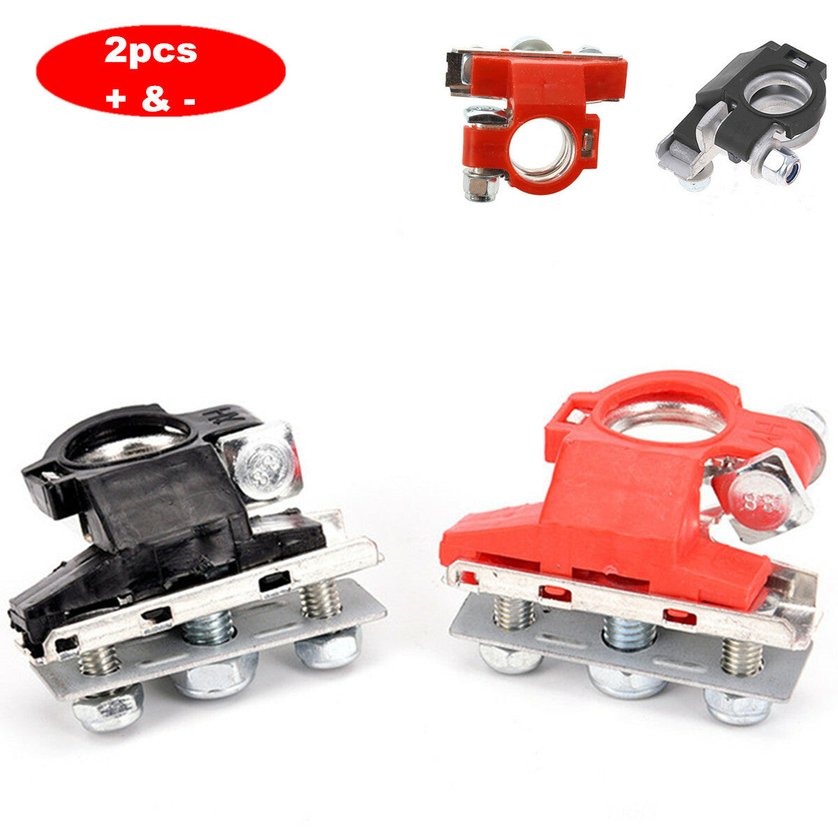 2pcs/set Positive & Negative Car SUV Battery Terminal Clamp Clip Connector