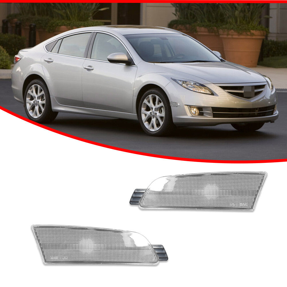 LH & RH Clear Plastic Lens Front Side Marker Reflector Kit for 2009 - 2013 for Mazda 6- v