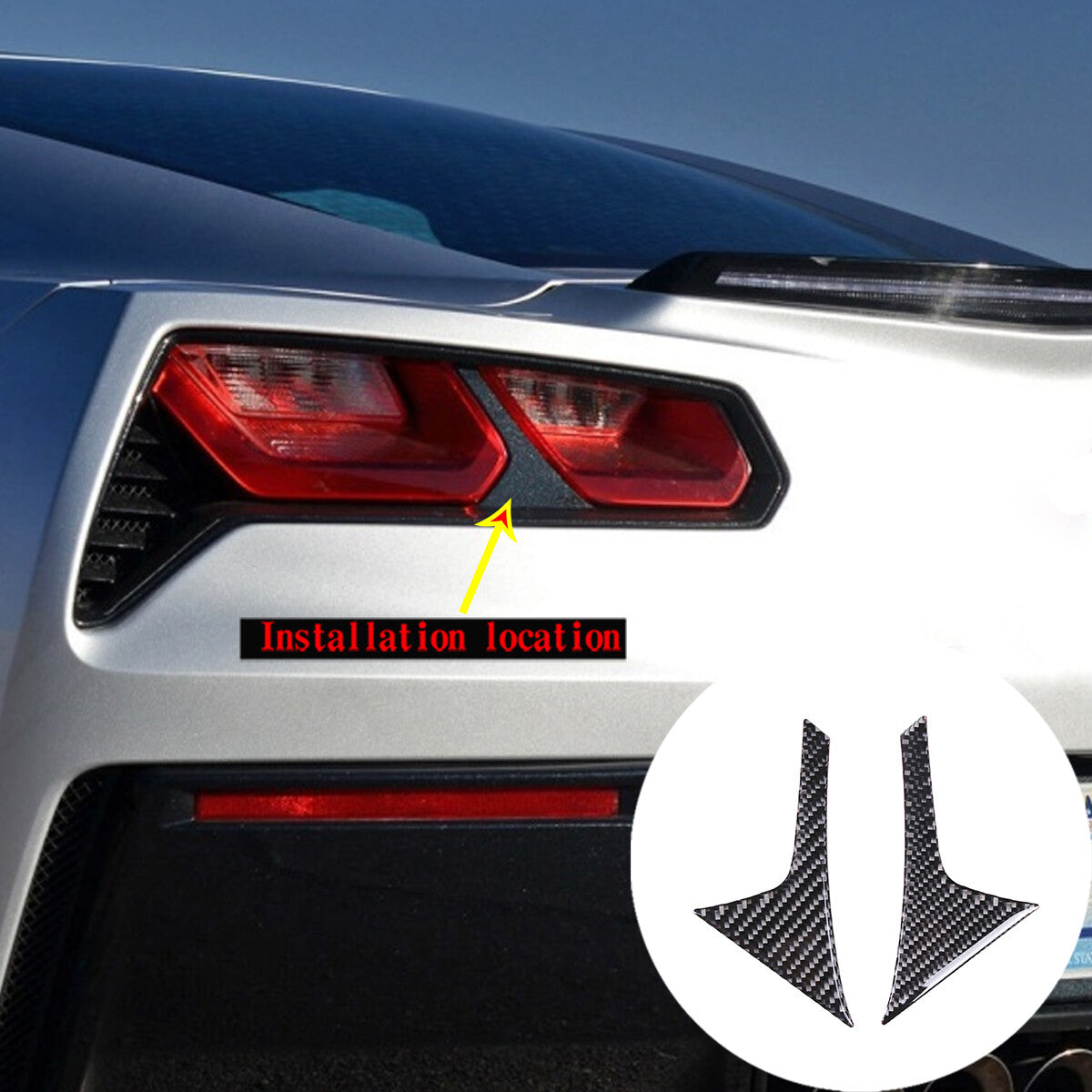 Carbon fiber taillight cover trim suitable for Corvette C7 2014 - 2019 US models.