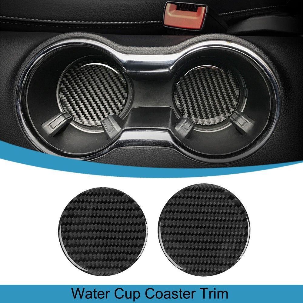 Carbon Fiber Water Cup Holder Coasters Pad Decoration for Ford for Mustang 2015-2023