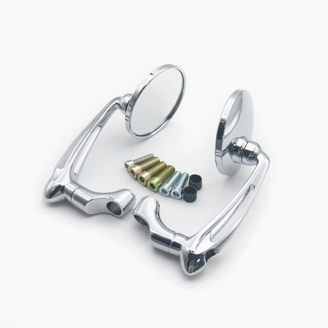 Chrome Retro L-bar Round Rearview Side Mirror for Honda GN125 Cafe Racer Custom Q