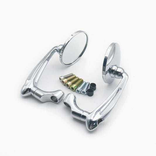 Chrome Retro L-bar Round Rearview Side Mirror for Honda GN125 Cafe Racer Custom Q