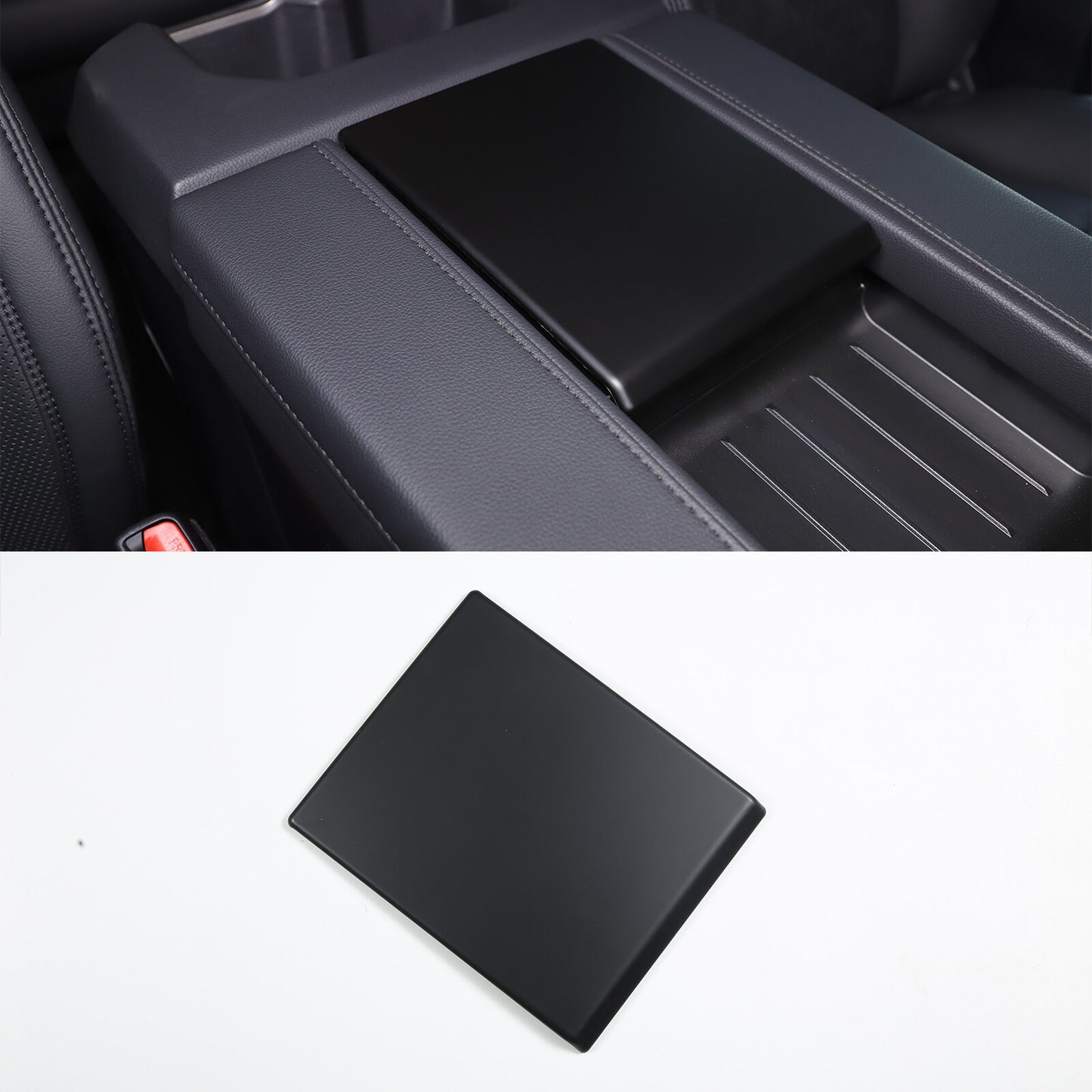 Matte black ABS center armrest, armrest box cover decorative panel for Tundra 2022-2023. n